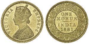 1 Mohur Raj Britannico (1858-1947) Oro Vittoria (1819 - 1901)