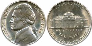 1 Nickel / 5 Cent Vereinigten Staaten von Amerika (1776 - ) Kupfer/Nickel Thomas Jefferson (1743-1826)