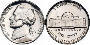 1 Nickel / 5 Cent Estados Unidos de América (1776 - ) Níquel/Cobre Thomas Jefferson (1743-1826)