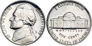 1 Nickel / 5 Cent Estados Unidos de América (1776 - ) Níquel/Cobre Thomas Jefferson (1743-1826)