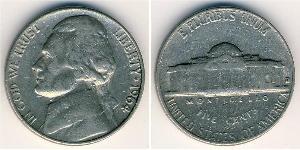 1 Nickel / 5 Cent Estados Unidos de América (1776 - ) Níquel/Cobre Thomas Jefferson (1743-1826)