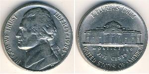 1 Nickel / 5 Cent Estados Unidos de América (1776 - ) Níquel/Cobre Thomas Jefferson (1743-1826)
