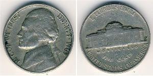 1 Nickel / 5 Цент США (1776 - ) Нікель/Мідь Томас Джефферсон (1743-1826)