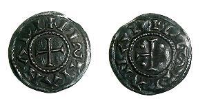 1 Obol Frankish Empire (481-843) Plata Ludovico Pío (778-840)
