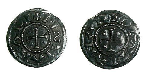 1 Obol Frankish Empire (481-843) Plata Ludovico Pío (778-840)