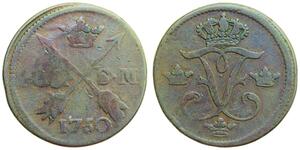 1 Ore Suède Cuivre Frédéric Ier de Suède (1676 - 1751)