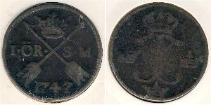 1 Ore Svezia Rame Federico I di Svezia (1676 - 1751)