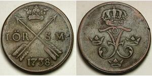 1 Ore Svezia Rame Federico I di Svezia (1676 - 1751)