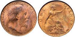 1 Penny Reino Unido de Gran Bretaña e Irlanda (1801-1922) Bronce Eduardo VII (1841-1910)