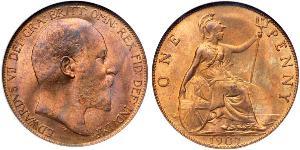 1 Penny Reino Unido de Gran Bretaña e Irlanda (1801-1922) Bronce Eduardo VII (1841-1910)