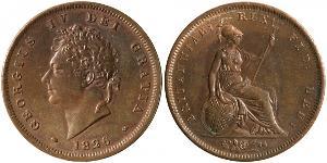 1 Penny Reino Unido de Gran Bretaña e Irlanda (1801-1922) Bronce Jorge IV (1762-1830)