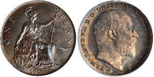 1 Penny Reino Unido de Gran Bretaña e Irlanda (1801-1922) Bronce Eduardo VII (1841-1910)