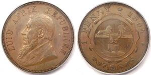 1 Penny Sudáfrica (1910 - ) Bronce Paul Kruger (1825 - 1904)