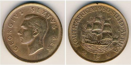 1 Penny Sudáfrica (1910 - ) Bronce Jorge VI (1895-1952)