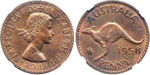 1 Penny Australia (1939 - ) Bronze Elizabeth II (1926-2022)