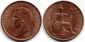 1 Penny Feriind Kiningrik (1922-) Bronze George VI (1895-1952)