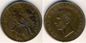 1 Penny Nuova Zelanda Bronzo Giorgio VI (1895-1952)