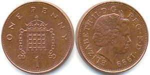 1 Penny Regno Unito (1922-) Bronzo Elisabetta II (1926-2022)