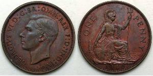 1 Penny Regno Unito (1922-) Bronzo Giorgio VI (1895-1952)