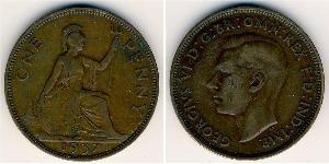 1 Penny Regno Unito (1922-) Bronzo Giorgio VI (1895-1952)