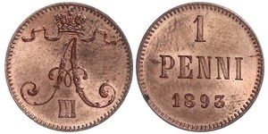 1 Penny Gran Ducado de Finlandia (1809 - 1917) Cobre Alejandro III (1845 -1894)