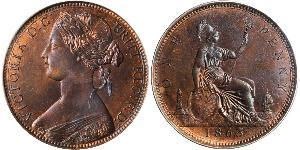 1 Penny Reino Unido de Gran Bretaña e Irlanda (1801-1922) Cobre Victoria (1819 - 1901)