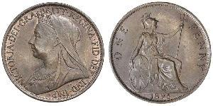 1 Penny Reino Unido de Gran Bretaña e Irlanda (1801-1922) Cobre Victoria (1819 - 1901)