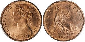 1 Penny Reino Unido de Gran Bretaña e Irlanda (1801-1922) Cobre Victoria (1819 - 1901)