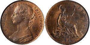 1 Penny Reino Unido de Gran Bretaña e Irlanda (1801-1922) Cobre Victoria (1819 - 1901)