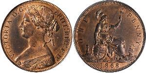 1 Penny Reino Unido de Gran Bretaña e Irlanda (1801-1922) Cobre Victoria (1819 - 1901)