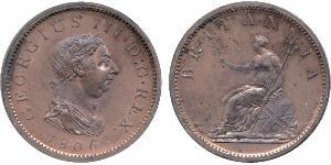 1 Penny Reino Unido de Gran Bretaña e Irlanda (1801-1922) Cobre Jorge III (1738-1820)