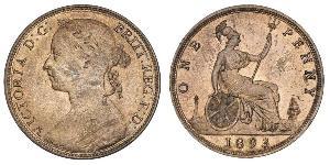 1 Penny Reino Unido de Gran Bretaña e Irlanda (1801-1922) Cobre Victoria (1819 - 1901)