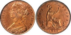 1 Penny Reino Unido de Gran Bretaña e Irlanda (1801-1922) Cobre Victoria (1819 - 1901)