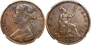 1 Penny Reino Unido de Gran Bretaña e Irlanda (1801-1922) Cobre Victoria (1819 - 1901)