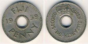 1 Penny Fiji (1970 - ) Copper/Nickel Elizabeth II (1926-2022)