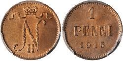 1 Penny Grand-duché de Finlande (1809 - 1917) Cuivre Nicolas II (1868-1918)
