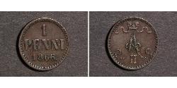 1 Penny Großfürstentum Finnland (1809 - 1917) Kupfer Alexander II (1818-1881)