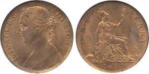 1 Penny Vereinigtes Königreich von Großbritannien und Irland (1801-1922) Kupfer Victoria (1819 - 1901)