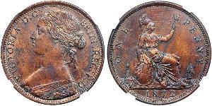 1 Penny Vereinigtes Königreich von Großbritannien und Irland (1801-1922) Kupfer Victoria (1819 - 1901)