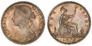 1 Penny Vereinigtes Königreich von Großbritannien und Irland (1801-1922) Kupfer Victoria (1819 - 1901)