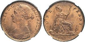 1 Penny Vereinigtes Königreich von Großbritannien und Irland (1801-1922) Kupfer Victoria (1819 - 1901)