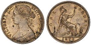 1 Penny Vereinigtes Königreich von Großbritannien und Irland (1801-1922) Kupfer Victoria (1819 - 1901)