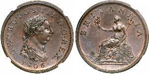 1 Penny Vereinigtes Königreich von Großbritannien und Irland (1801-1922) Kupfer Georg III (1738-1820)