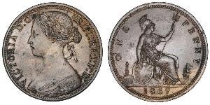 1 Penny Vereinigtes Königreich von Großbritannien und Irland (1801-1922) Kupfer Victoria (1819 - 1901)