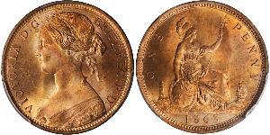 1 Penny Vereinigtes Königreich von Großbritannien und Irland (1801-1922) Kupfer Victoria (1819 - 1901)