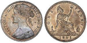 1 Penny Vereinigtes Königreich von Großbritannien und Irland (1801-1922) Kupfer Victoria (1819 - 1901)