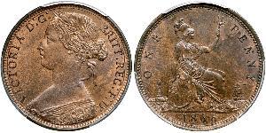 1 Penny Vereinigtes Königreich von Großbritannien und Irland (1801-1922) Kupfer Victoria (1819 - 1901)