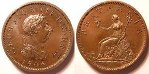 1 Penny Vereinigtes Königreich von Großbritannien und Irland (1801-1922) Kupfer Georg III (1738-1820)