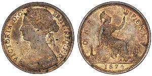 1 Penny Vereinigtes Königreich von Großbritannien und Irland (1801-1922) Kupfer Victoria (1819 - 1901)