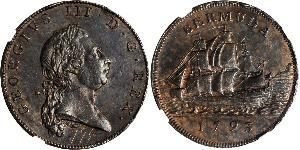 1 Penny Bermuda Rame Giorgio III (1738-1820)